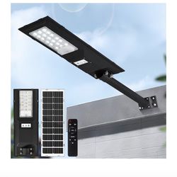 Aiwewin Black Solar Street Lights Outdoor 1 Pack, Metal IP67 Waterproof 60W Dusk to Dawn Solar Powered Lamp with Radar Motion Sensor and Remote, 6500K