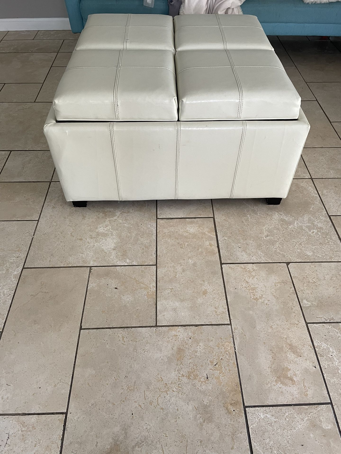 White Ottoman With Storage