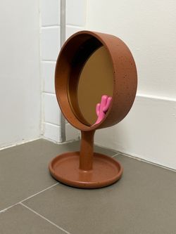 Scenic Desert Tabletop mirror with tray base and pink  castus detail