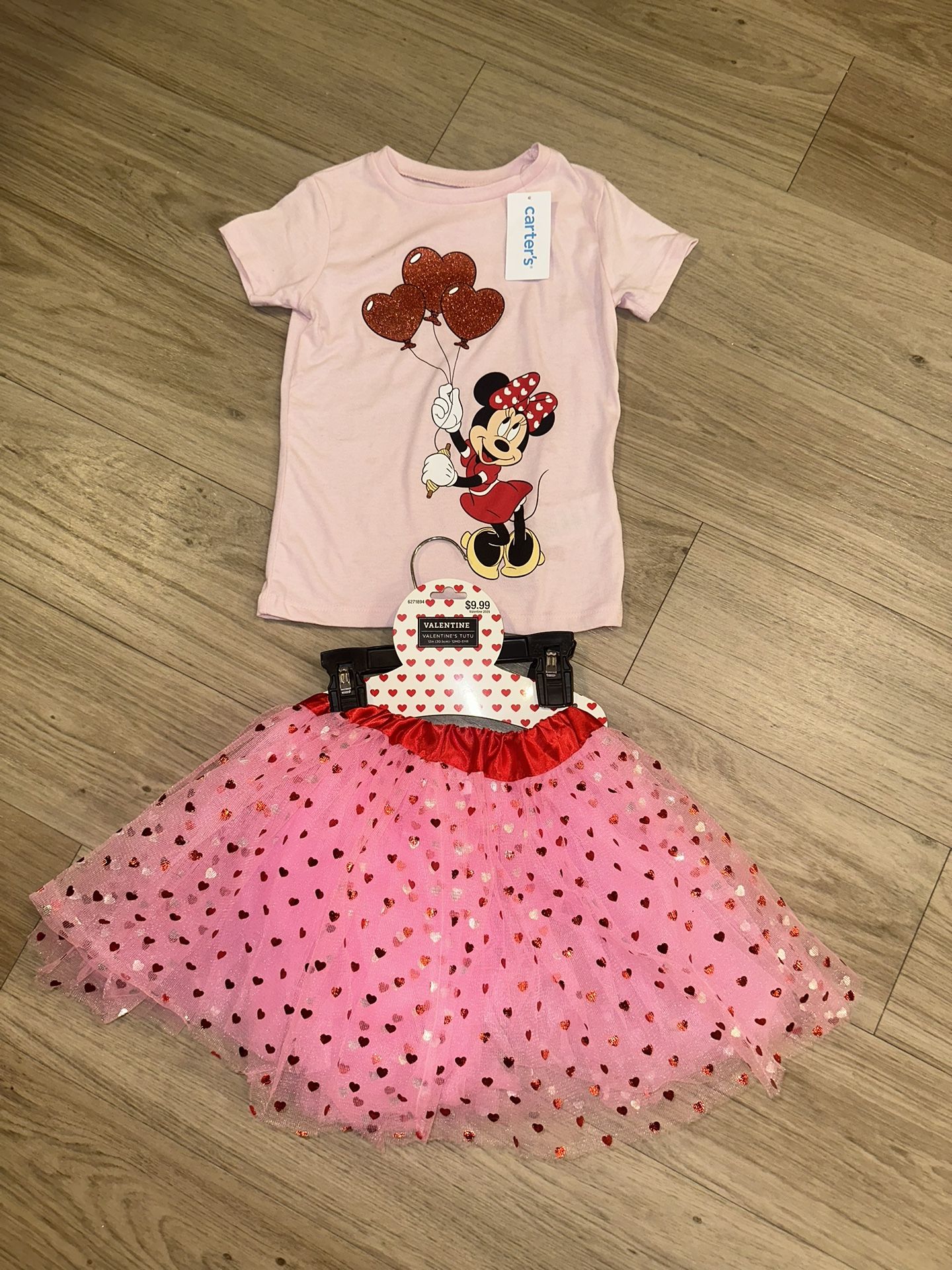 Valentine’s Day Disney Minnie Mouse Pink T-Shirt and Tutu Set