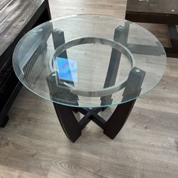 Glass Circular End Table