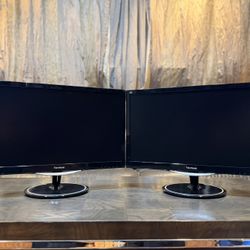 Two ( dual ) LED Gaming Viewsonic VX2257 22” FHD FreeSync 2ms 75Hz VGA DP HDMI computer monitors