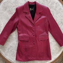 Vintage, Reed Leather Coat, Red, Medium