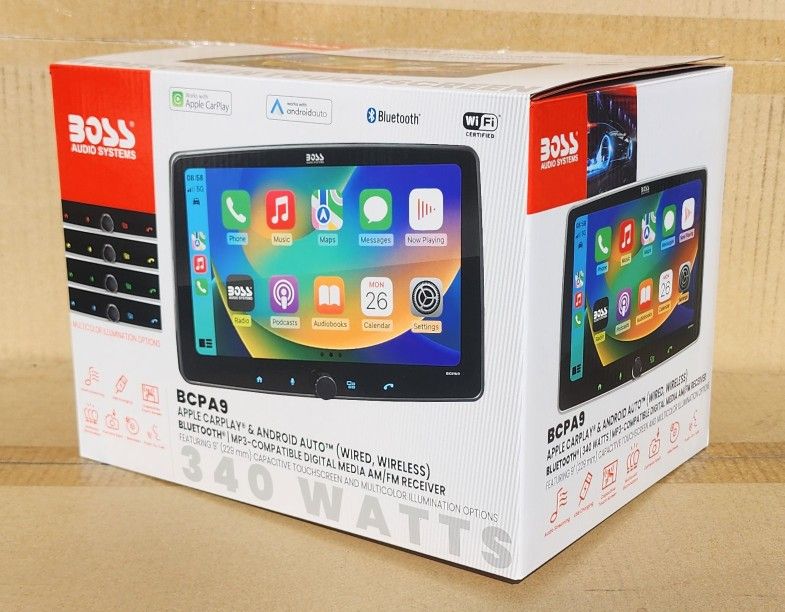 Boss Single Din 9" Touchscreen Stereo System Wireless Apple Carplay Android Auto Bluetooth USB Am Fm  BCPA9 🚨 Payment Options Available 🚨 No Credit 