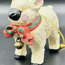 1993 House of Hatten Sheep Lamb with Bow & Bell Denise Calla Ornament 