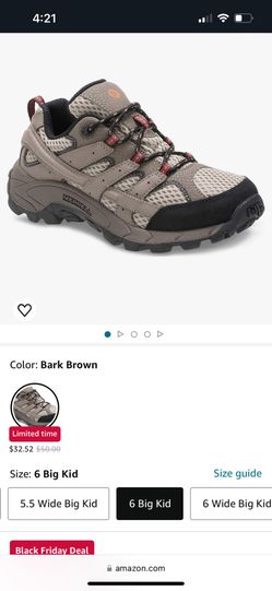 Merrell Kid's Moab 2 Low Lace Hiking Sneaker Size 6