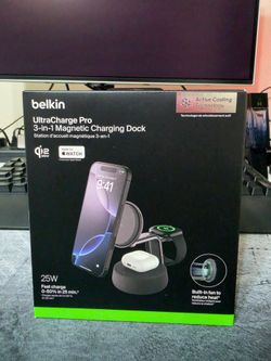Belkin UltraCharge Pro 3-in-1 Qi2 25W Fast Wireless Charging Dock (Brand New)