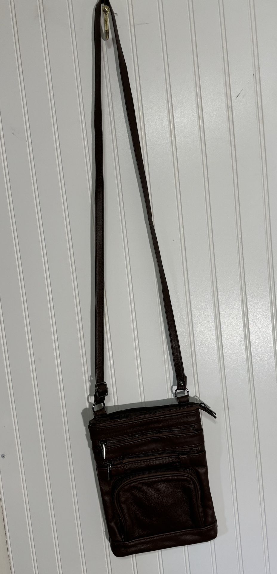 Women’s Dark Brown Faux Leather Cross Body Bag with Multiple Compartments