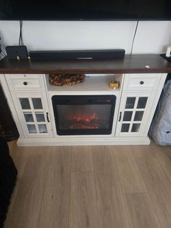 tv stand with fire place
