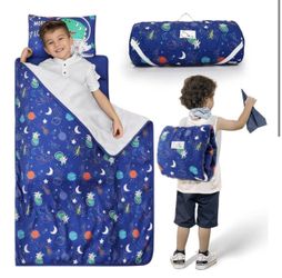 Toddler Nap Mat with Pillow and Blanket, Soft Sleeping Bag. 54×30"