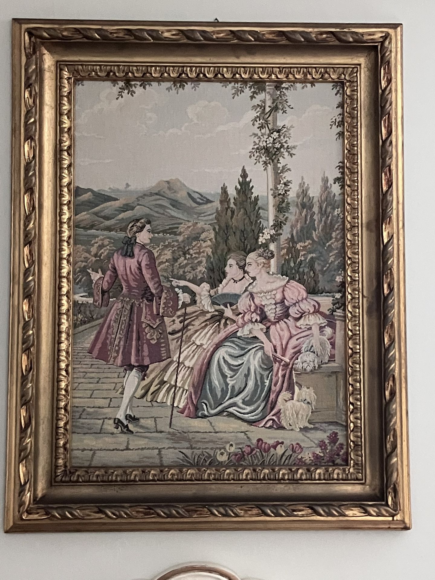 French Victorian Garden Scene Art