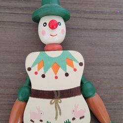 Vtg. Hand Painted Wooden Jumping Jack Pull String  Toy Collectable