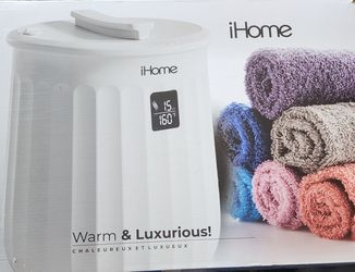 iHome 20L Towel Warmer Bucket with Inner Fragrance Pad Holder 400 W, White Plastic Finish