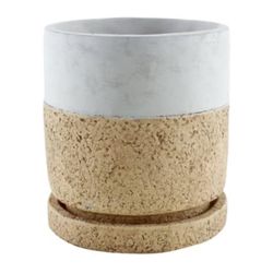 Modern Cork look cylinder planter 6.75 x 5.25 x 5.75 Inches