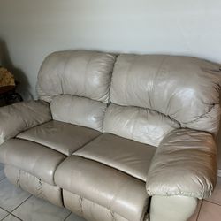 Beige Leather Recliner
