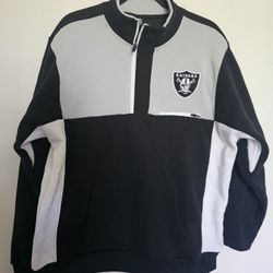 NFL TEAM APPAREL MENS LAS VEGAS RAIDERS 1/4 ZIP FLEECE PULLOVER size L