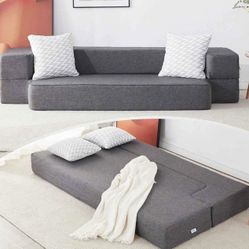 Queen Folding Sofa Bed — Gray Convertible Couch