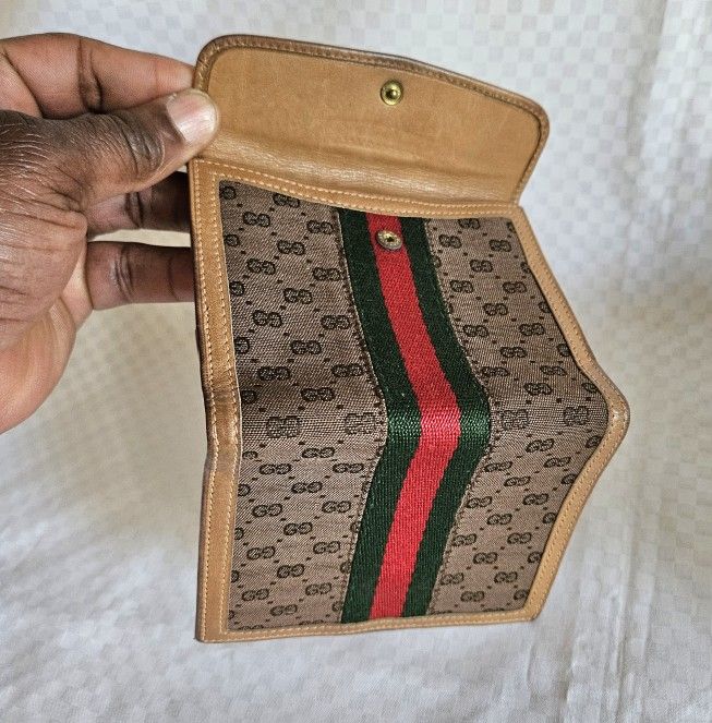 Authentic Gucci Brown Metallic Gold Designer Bifold Wallet (LIMITED EDITION)