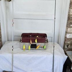 Tackle Box With Tackles And 2 Rods 