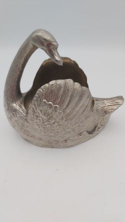 Vintage Silverplated Swan Trinket Dish Made In England
