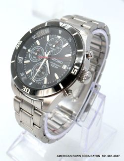 Seiko Chronograph 100M Black Dial SND495P1 7T92-0AA0 Quartz Men’s Watch 