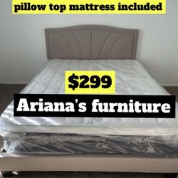 Queen Size Bed Frame With Pillow Top Mattress Included 
