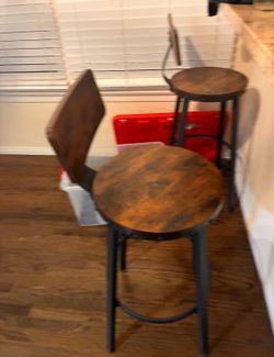 Solid Wood Pub Table + 2 Swivel Barstools — heavy designer set