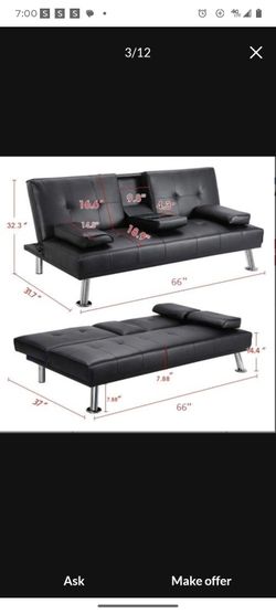 BRAND NEW SOFA BED FUTON COUCH WITH CUP HOLDERS
