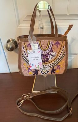NWT Indian Hand Crafted beaded floral mini tote with a crossbody strap
