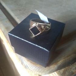Onyx And Diamond Gold Plated Ring