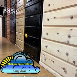 Tall Jumbo Dresser 5 Drawer Double Knob Chest Solid Pine Woof 