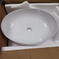 Oval Vessel Sink - Logmey 16"x13" Egg Shape Bathroom Vessel Sink Modern Above Counter White Porcelain Ceramic Bathroom Lavatory Vanity Vessel Sink Art