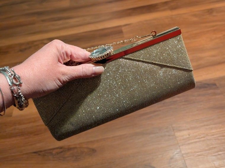 Gold clutch purse