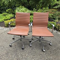2 Tan Leather Office Chairs