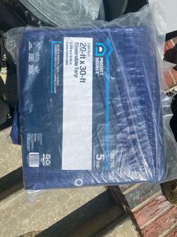 Project Source 20-ft x 30-ft Blue Waterproof Standard Polyethylene 5-mil Tarp