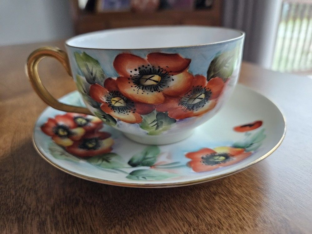 Nippon Tea Cup & Saucer - Poppy