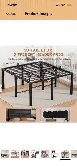 (Sold as is)used 24 Inch King Size Tall Bed Frame, 3500 LBS Metal Platform Bed Frame, Black