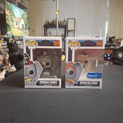 Set Of 2 Disney Funko Pop Vinyl Figures From Disney Dumbo Film, Incl: #511 Fireman Dumbo & #512 Dreamland Dumbo 3.75"H In Original Box
