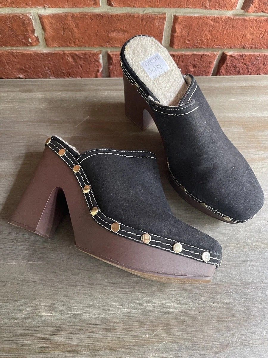 CROWN & IVY  Women Platform Sherpa Lined Clogs SIZE 8.5