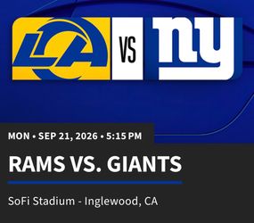 Rams vs giants September 21 2 tickets Sec 210 & 2 tickets Sec 309