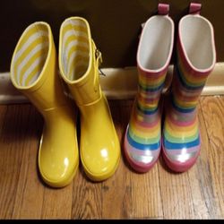 Girls Rainboots Rainbow 9/10 Yellow 11/12~New $10 each 