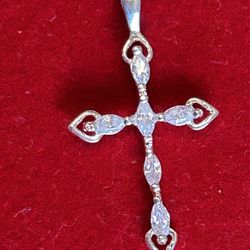 Sterling Silver 925 Necklace With Cross Pendant.