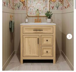 Haldone 31 in. Single Sink Freestanding Sunlit Bathroom Vanity with White Cultured Marble Top (Assembled)