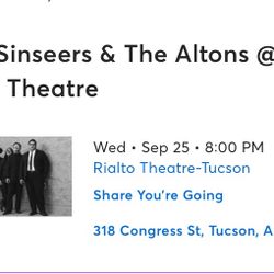 2 Tickets For Sineers /altons