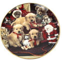 Franklin Mint Royal Doulton Christmas Cheer Puppies Collectors Plate