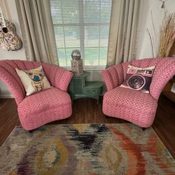 Vintage Custom Pink Art Deco Accent Chairs
