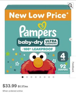 Size 4 Diapers (Pampers) 92 ct