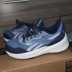 Rebook Work Boot: Mesh, Composite Toe Blue, Wide Width, Non-Slip Sole