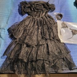 Halloween Cat Black Glitter Tiered Ruffle Dress