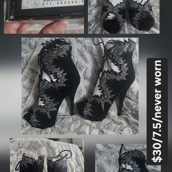 Black studded heels